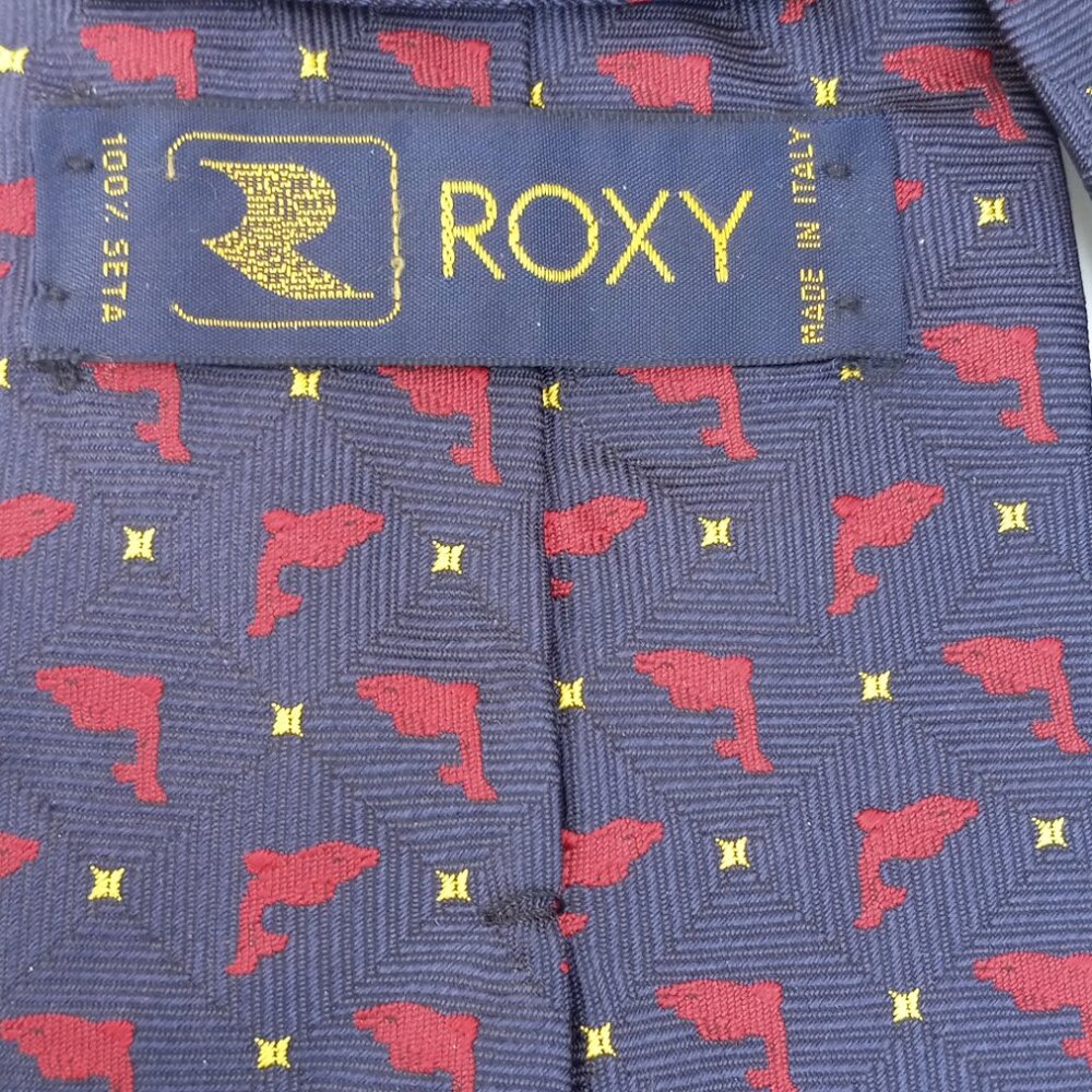 Roxy of Italy Neck Tie Dolphins & Stars 100% Silk - Picture 7 of 9